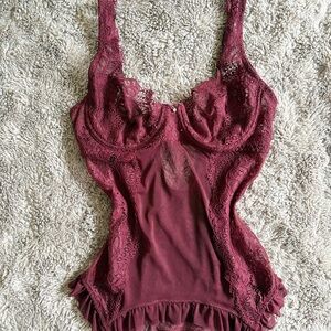 Burgundy Lace Bodysuit
